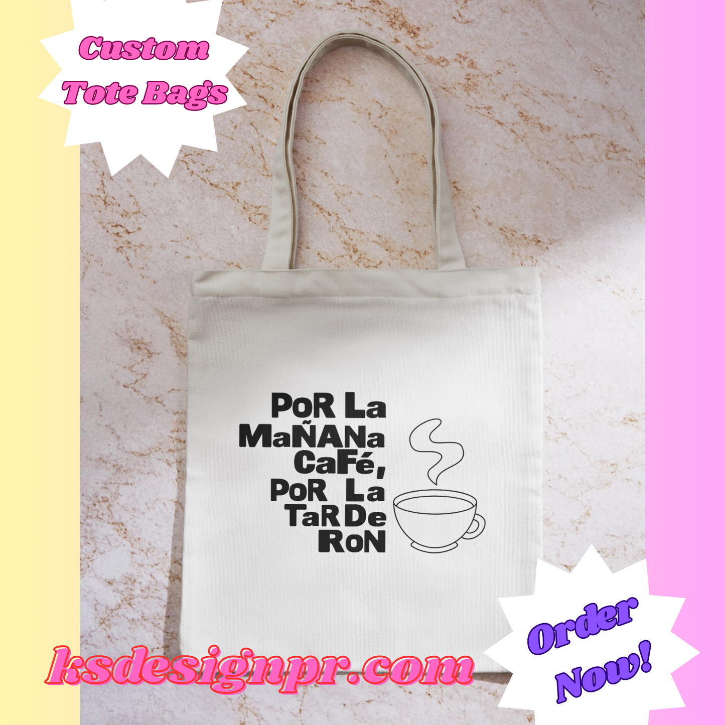 Por La Mañana Cafe Por la Tarde Ron Custom Tote Bag