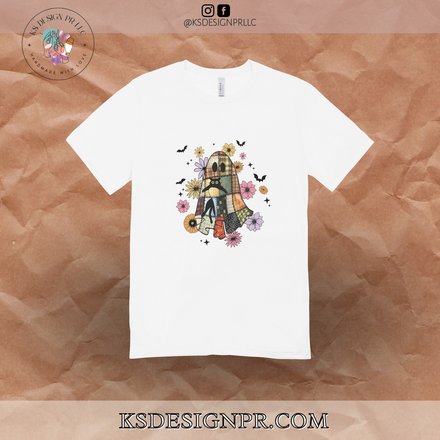 Cute Ghost Stitched Halloween Custom Shirt (Copy)