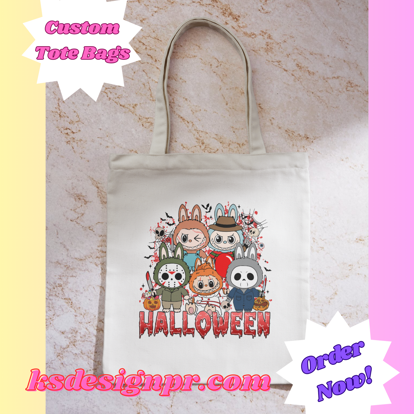 Halloween Labubu Spooky Halloween Custom Tote Bag