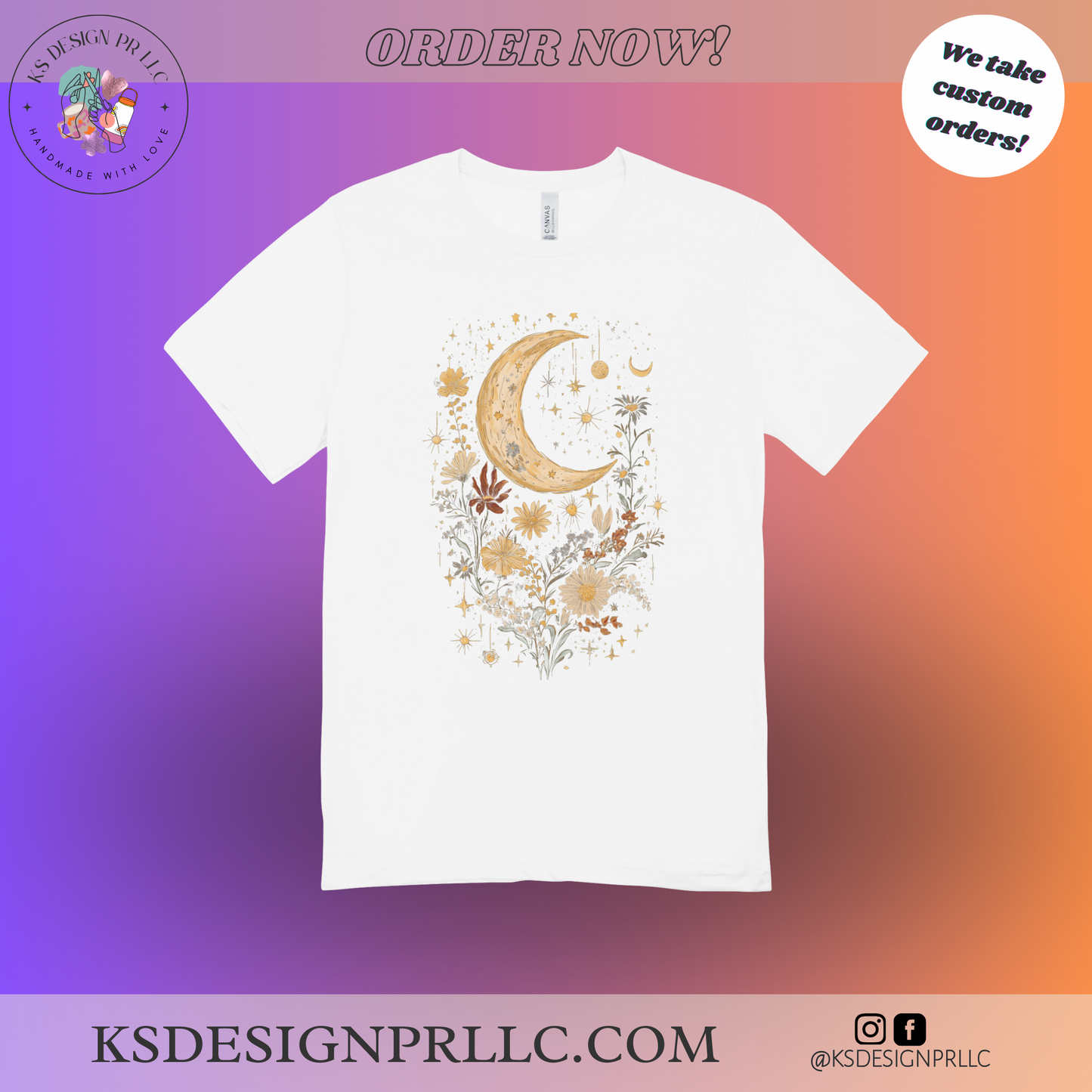 Moon And Flowers Custom Shirt