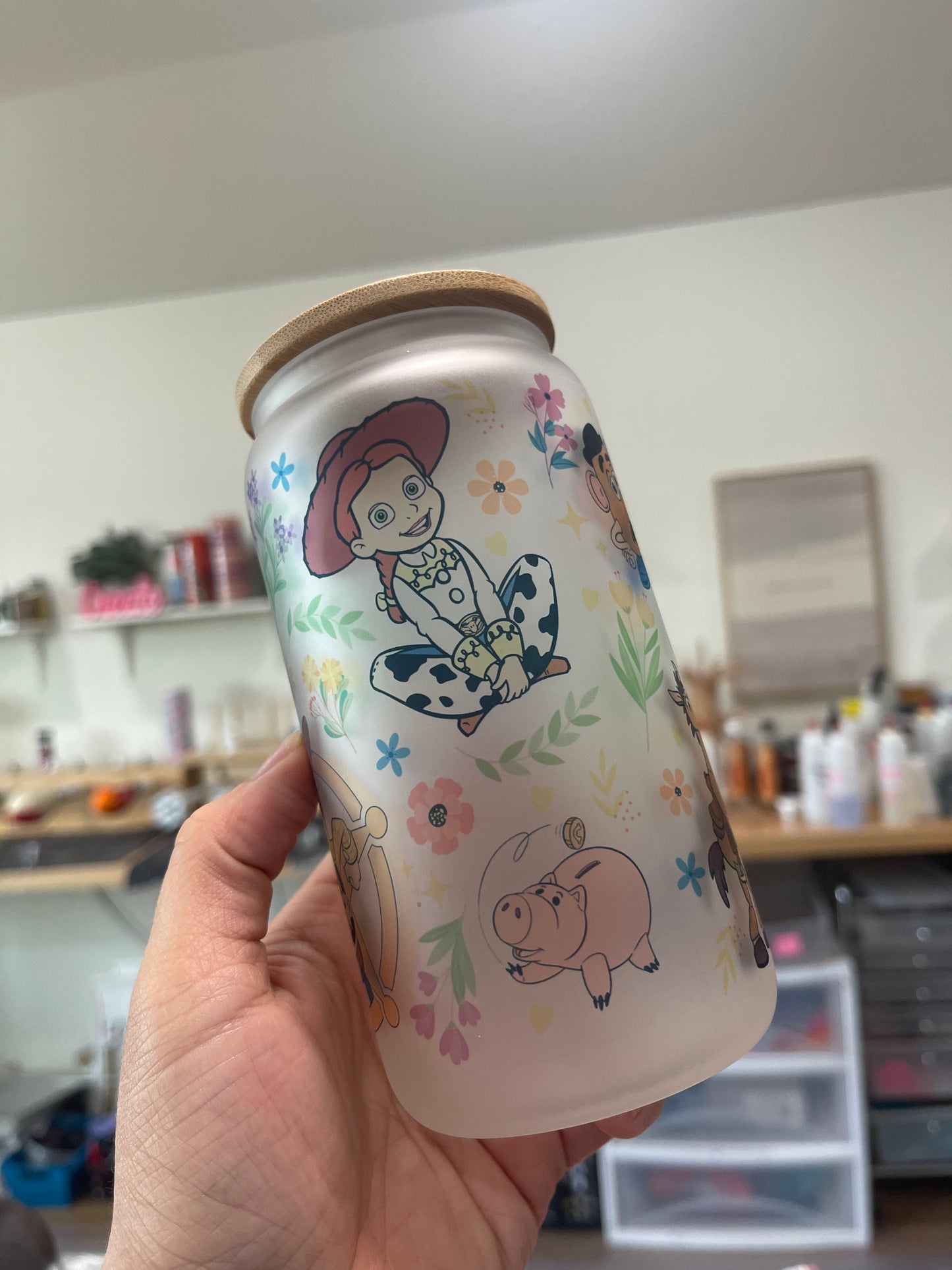 Toy Story Themed Glass Can