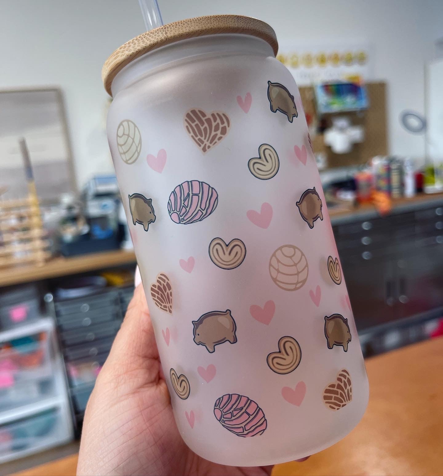 Stitch Themed Glass Can