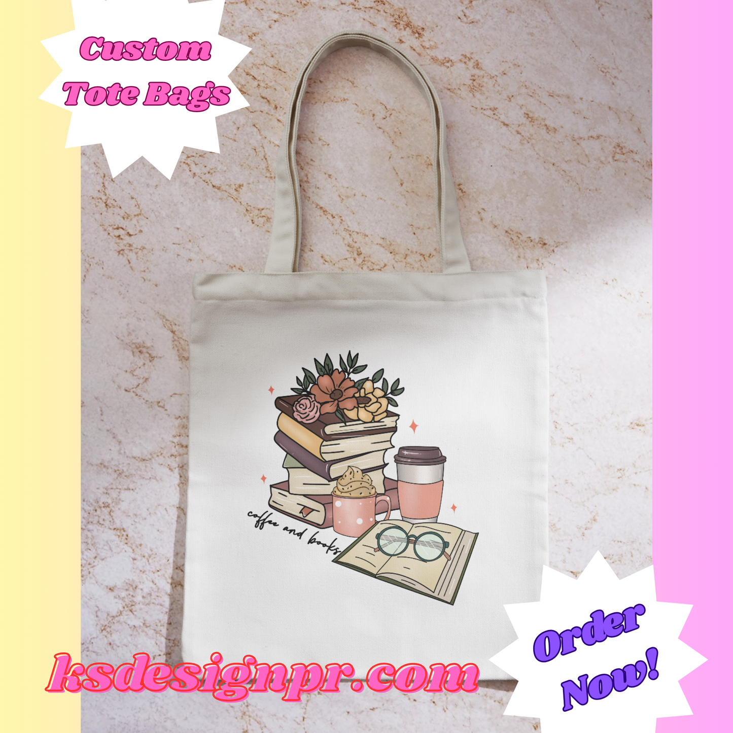Coffee And Books Custom Tote Bag