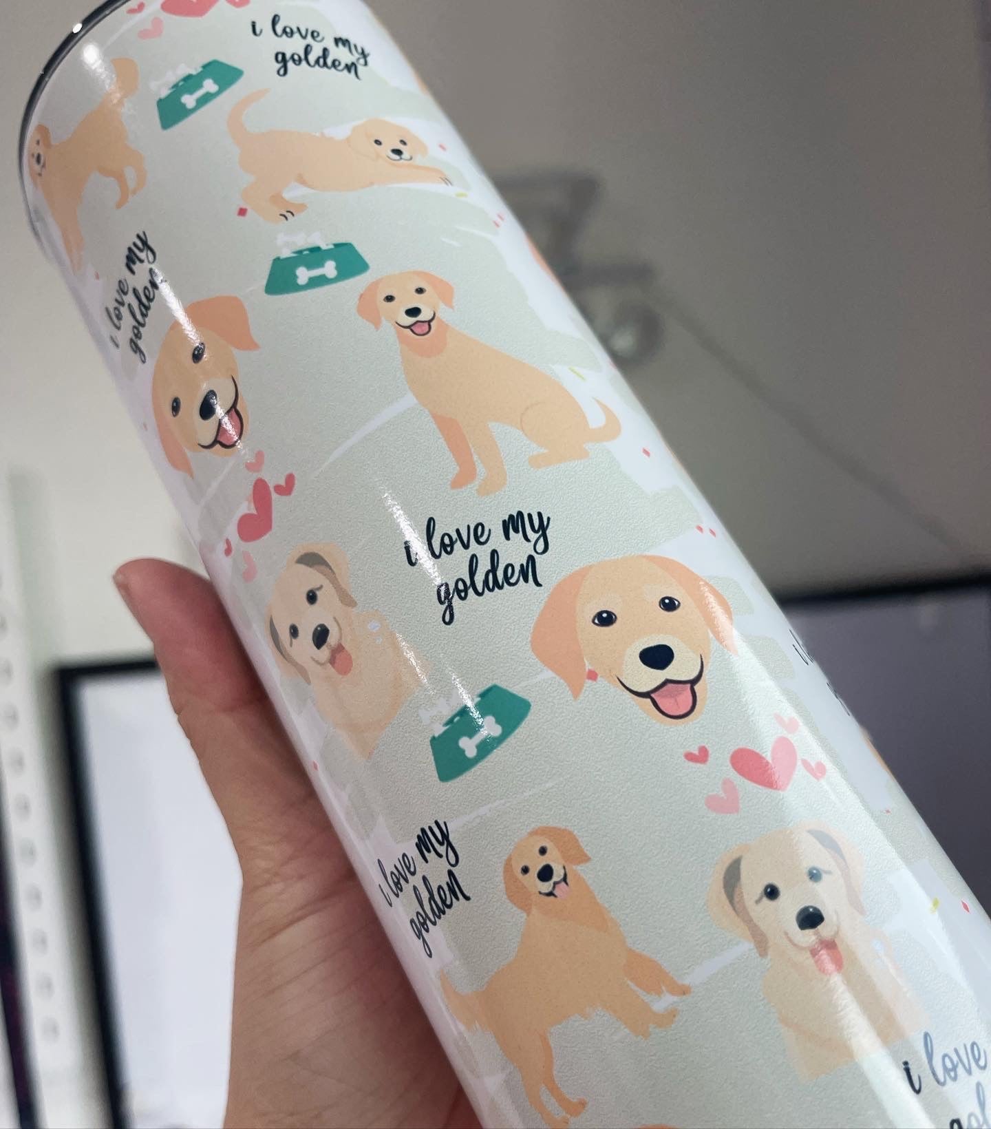 I Love My Golden Themed Tumbler