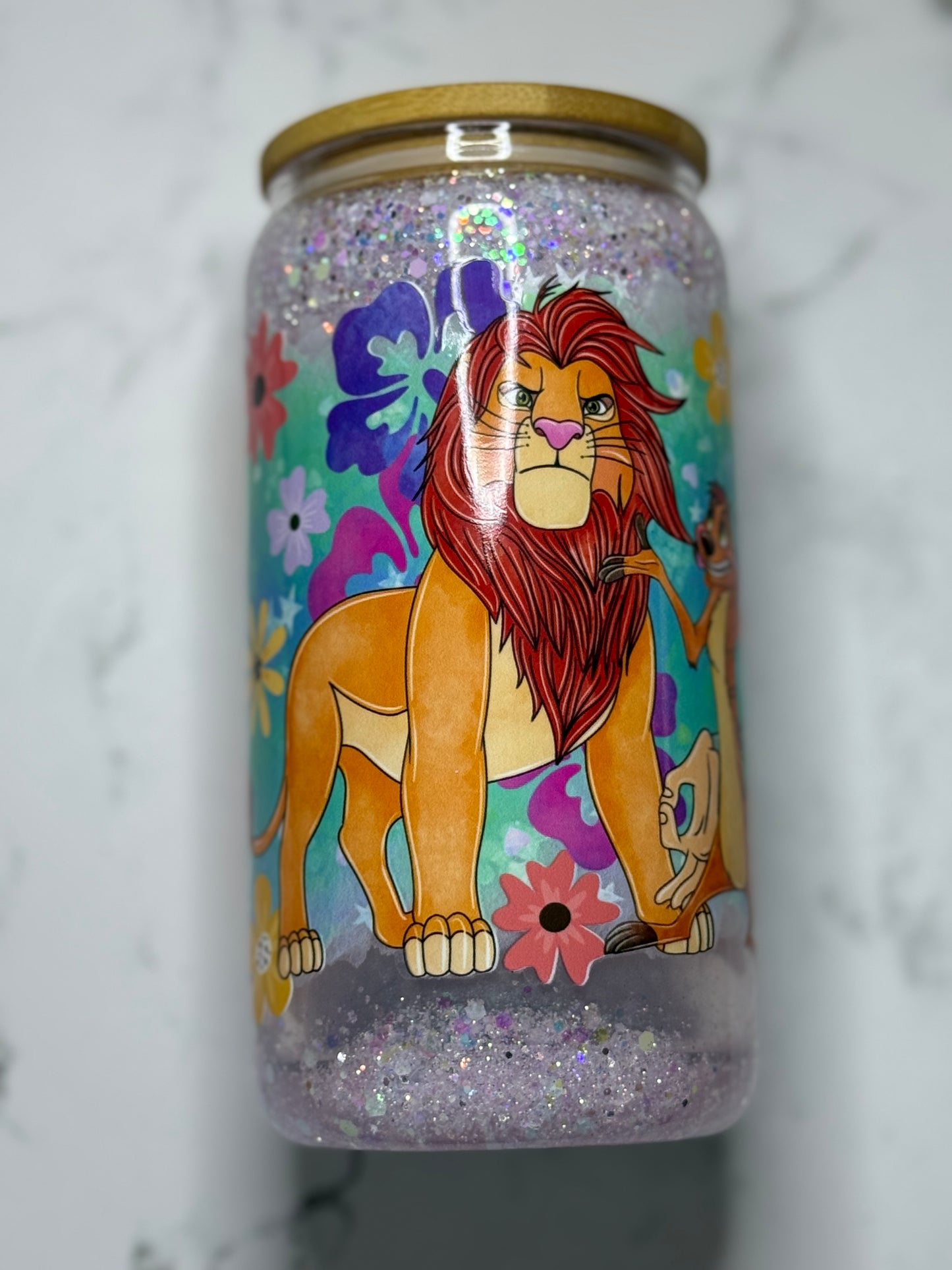 Lion Characters Snow Globe Custom Glass Can
