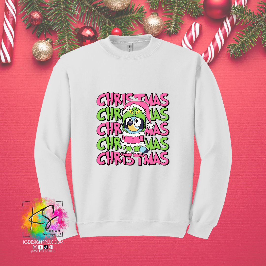 Christmas Bluey Grinch Custom Sweatshirt