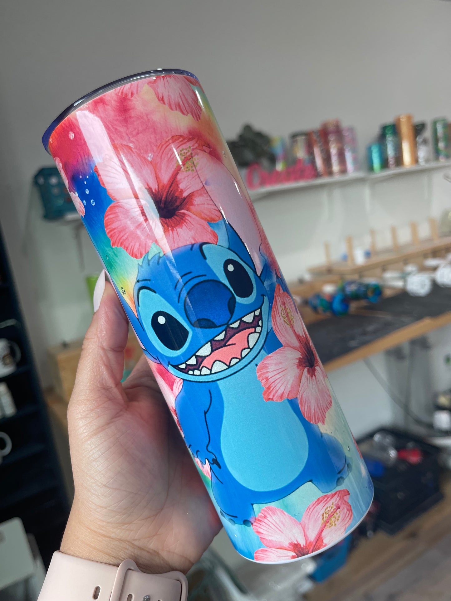 Stitch Floral Themed Tumbler
