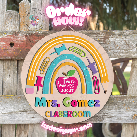 Teacher Wood Door Sign 14" Customize It!