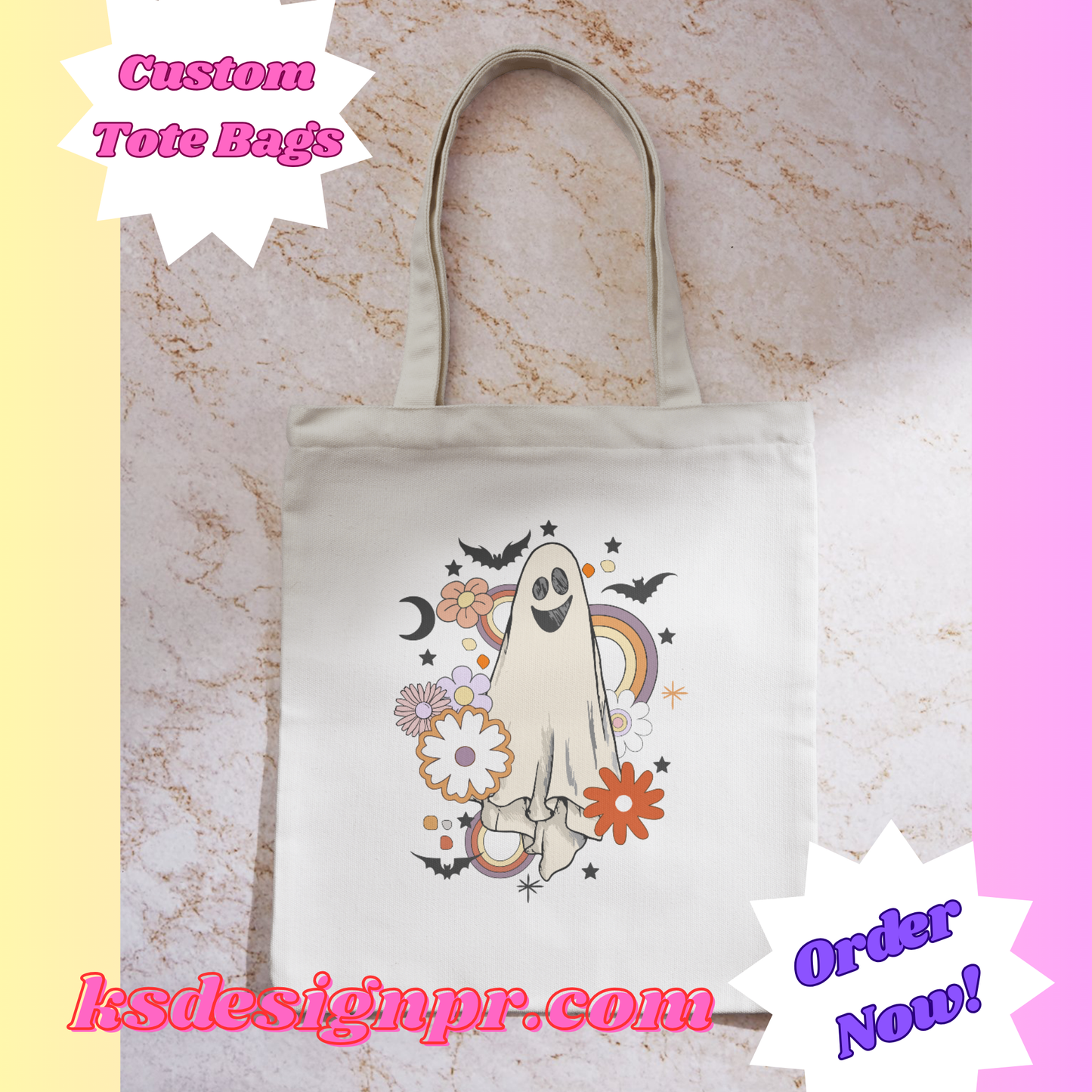 Cute Ghost Halloween Custom Tote Bag