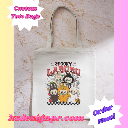 Spooky Labubu Halloween Custom Tote Bag