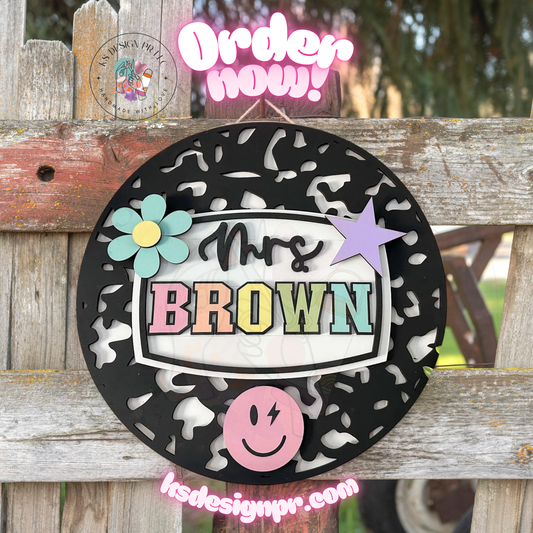 Teacher Wood Door Sign 14" Customize It!