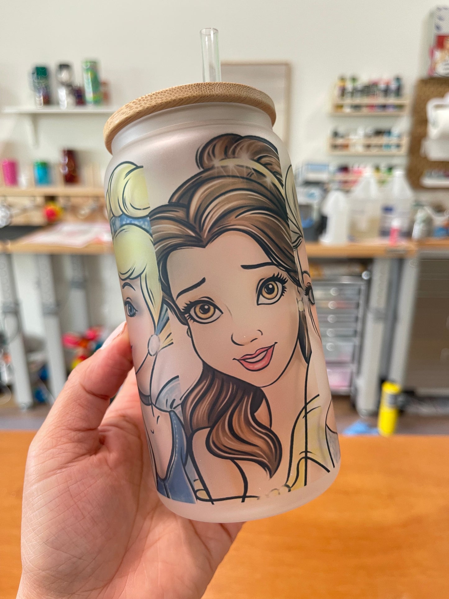 Princesses Themed Glass Can