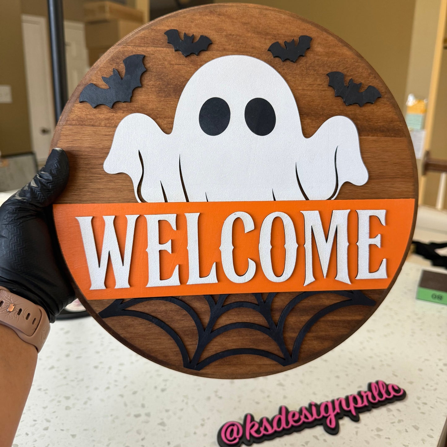 Halloween Wood Door Sign 14"