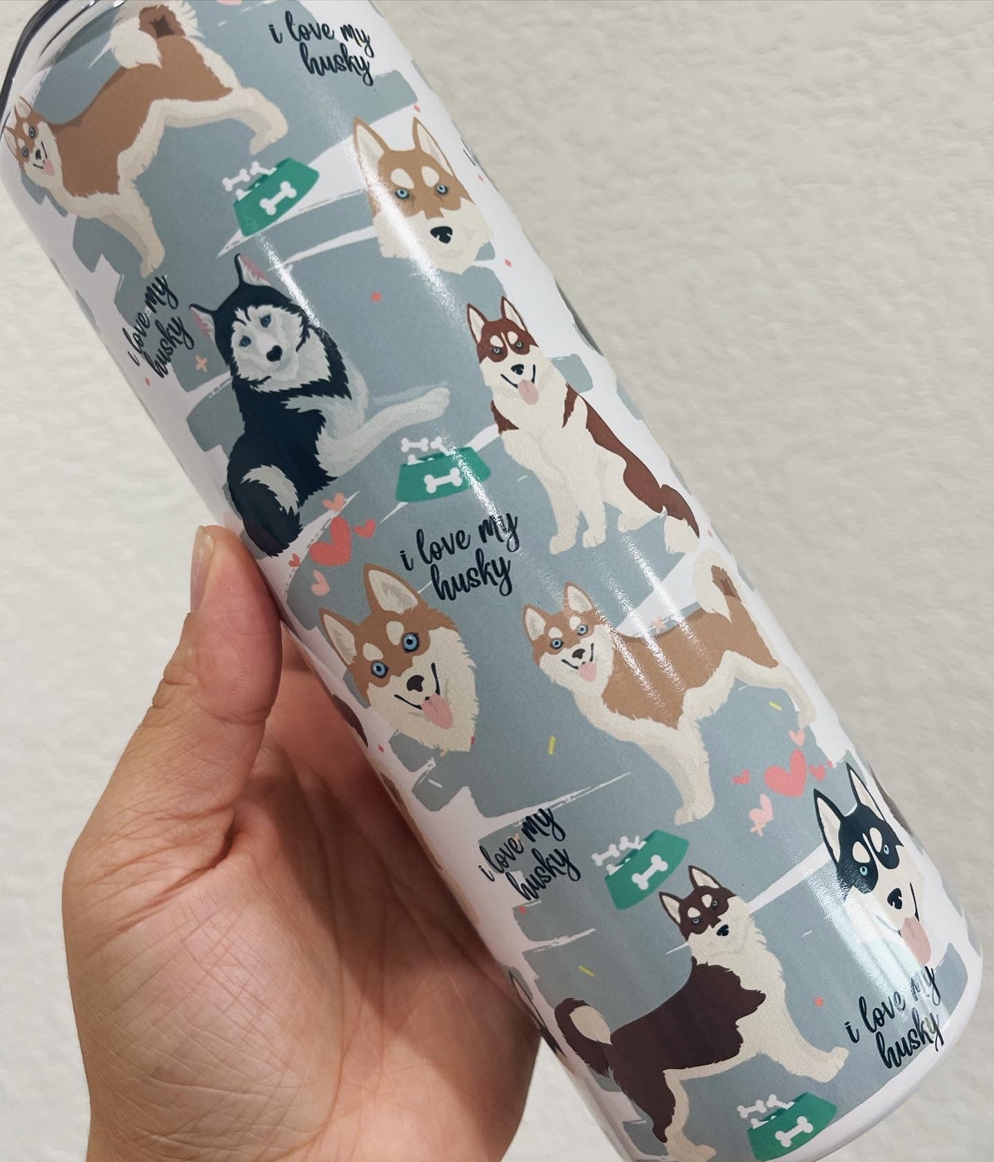I Love My Husky Themed Tumbler
