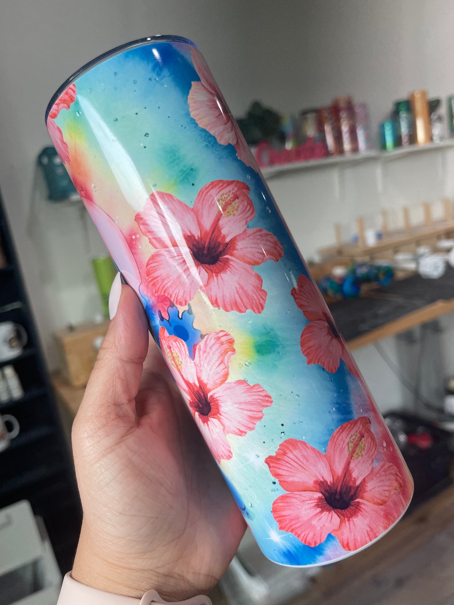 Stitch Floral Themed Tumbler