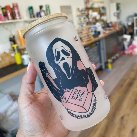 Scream Themed Glass Can