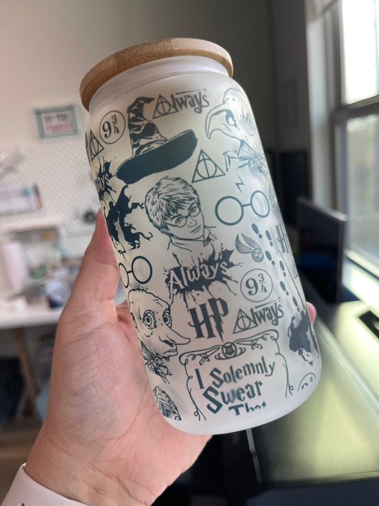 HP Symbols Themed Glass Can