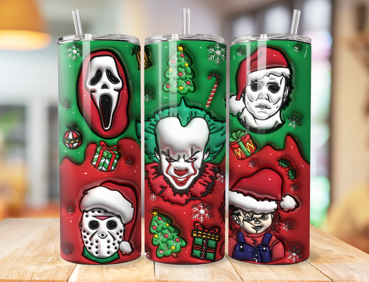 Horror Characters Christmas Custom Tumbler