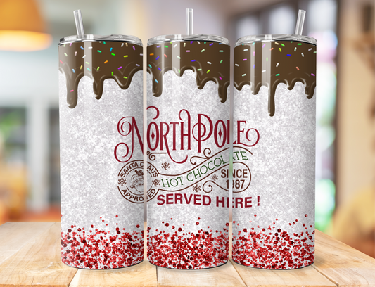North Pole Hot Chocolate Christmas Custom Tumbler