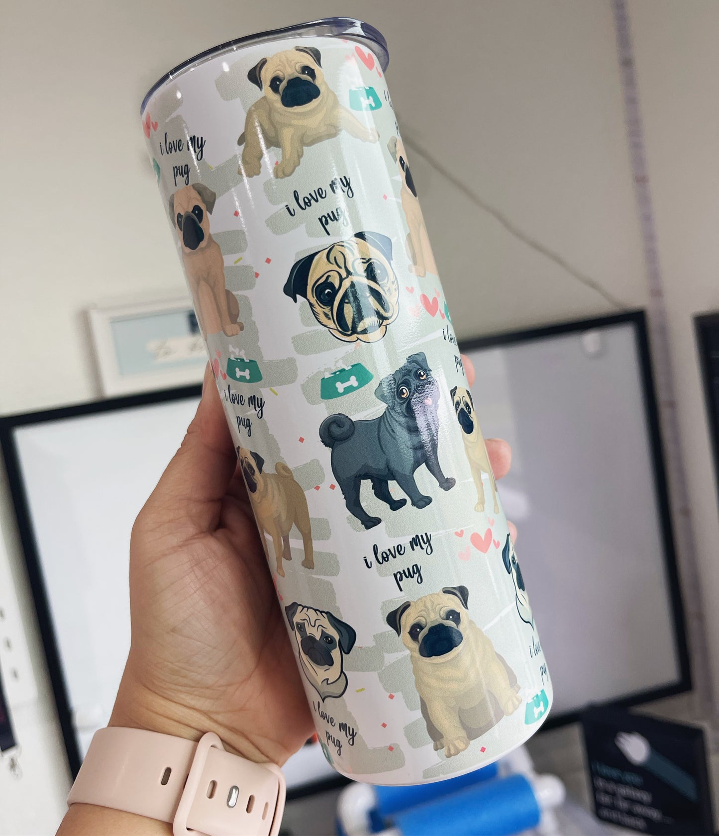 I Love My Pug Themed Tumbler