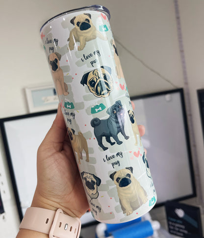I Love My Pug Themed Tumbler