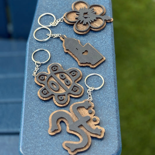 Puerto Rico Wood Keychains