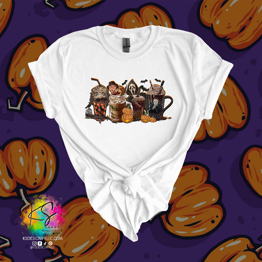 Halloween Characters Coffee Themed Custom Shirt