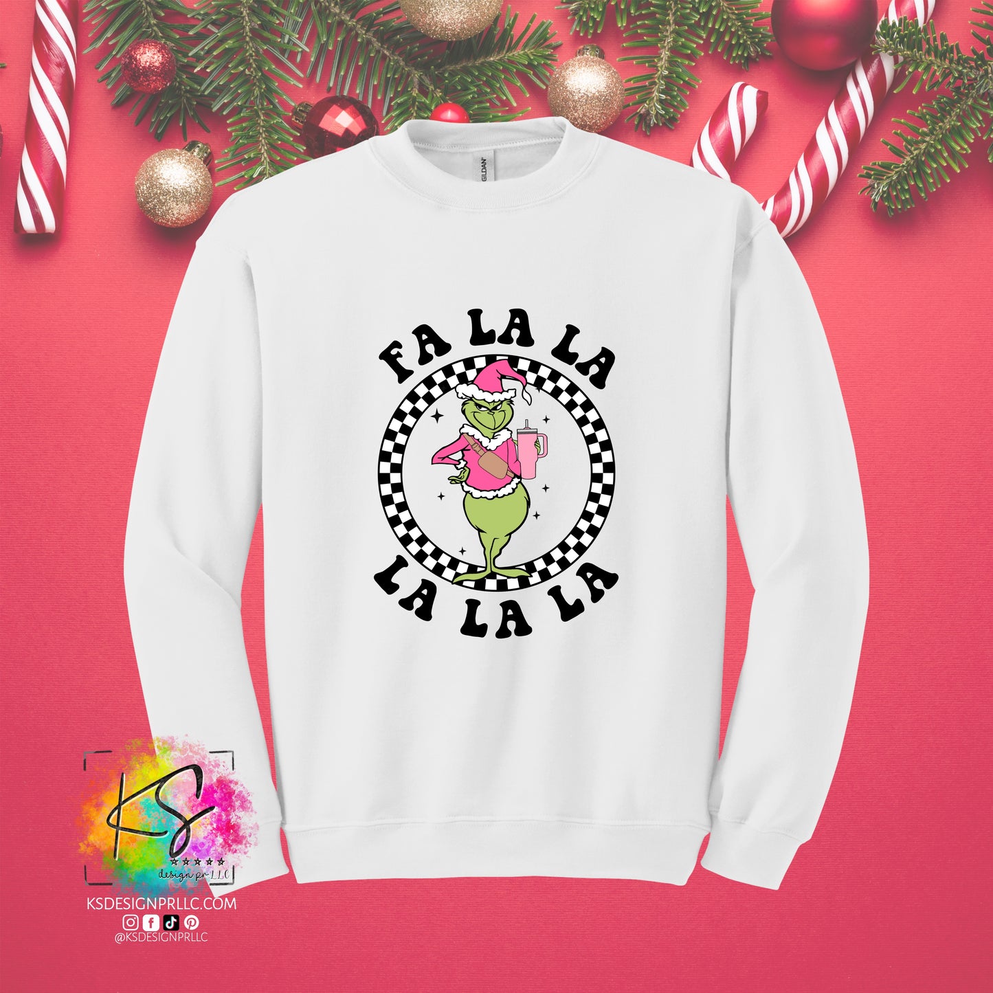 Fa La La Pink Grinch Christmas Custom Sweatshirt