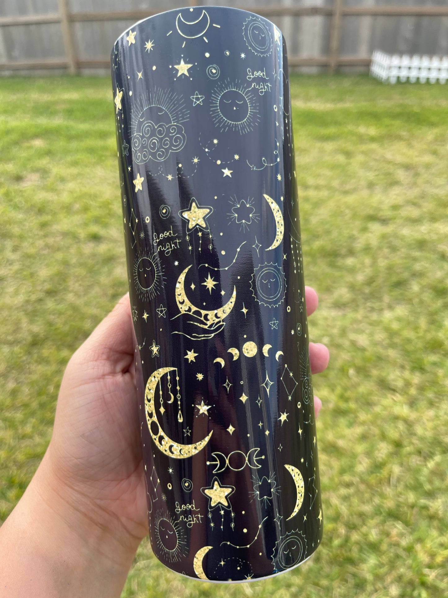 Celestial Magic Moon Black And Gold Tumbler