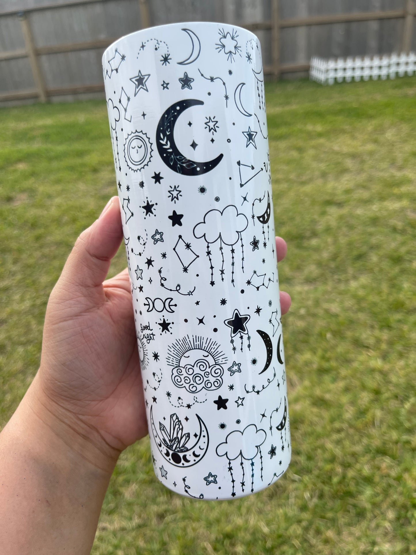 Celestial Magic Moon White And Black Tumbler