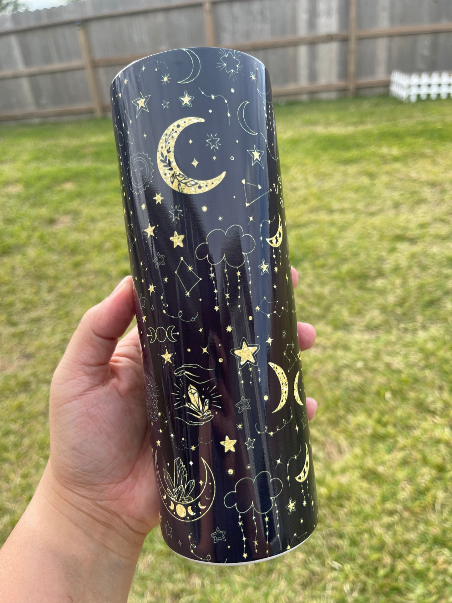 Celestial Magic Moon Black And Gold Tumbler