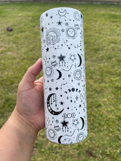 Celestial Magic Moon White And Black Tumbler