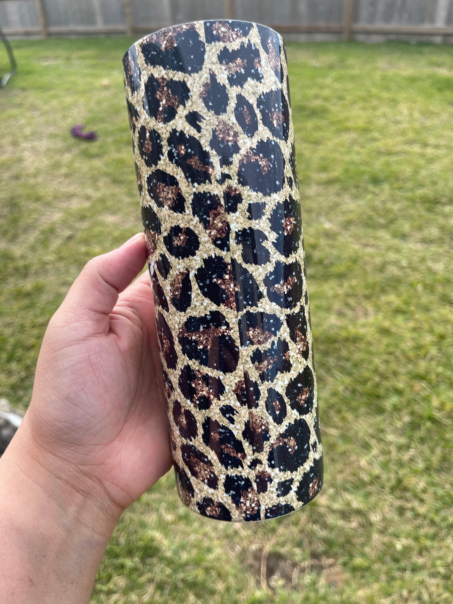 Mom Life/ Messy Bun Leopard Print Custom Tumbler