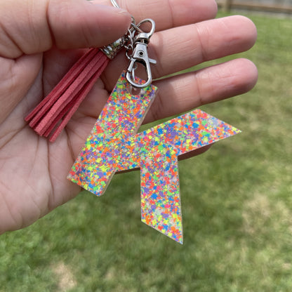 Colorful Glitter Alphabet Keychain