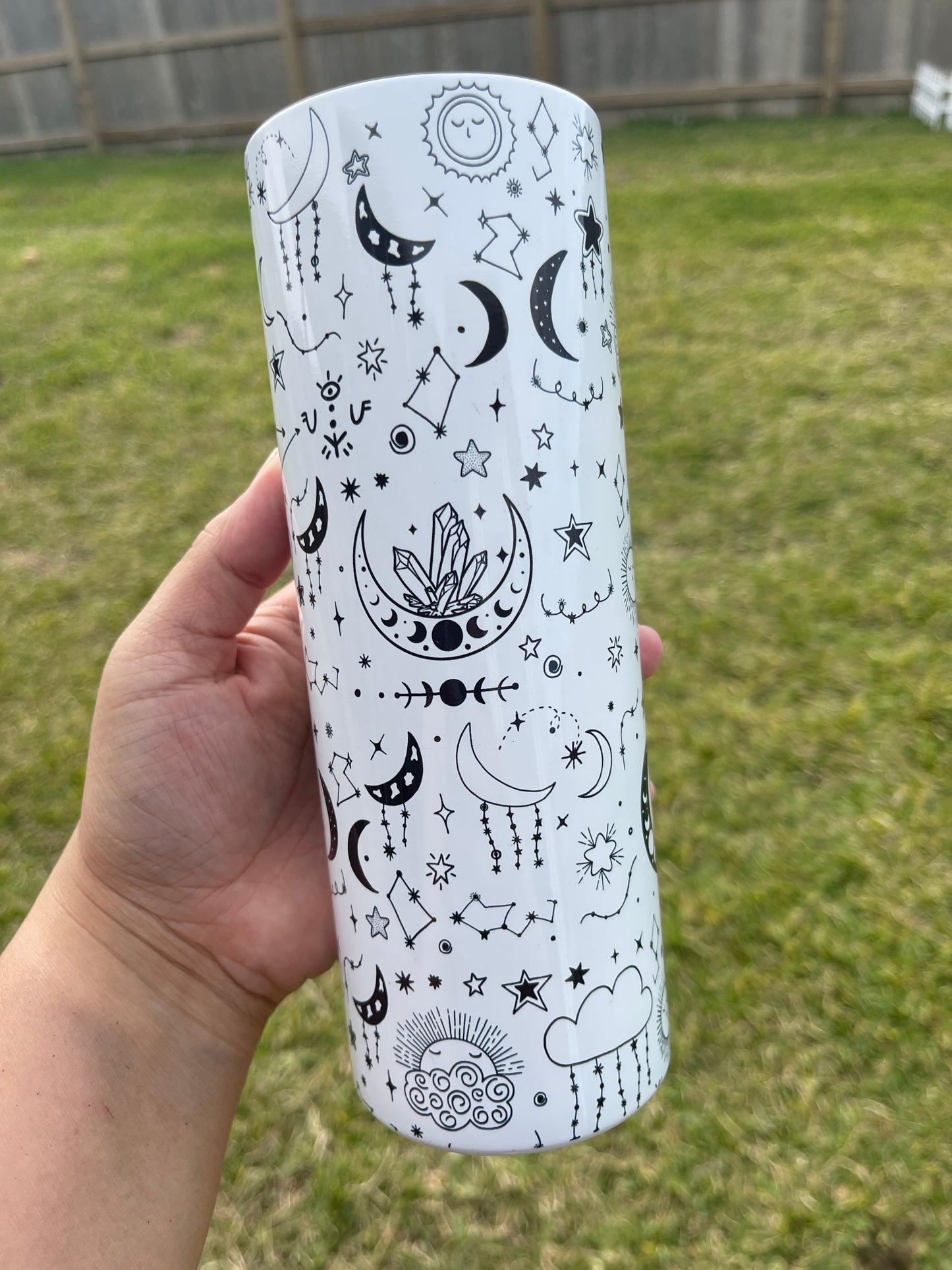 Celestial Magic Moon White And Black Tumbler