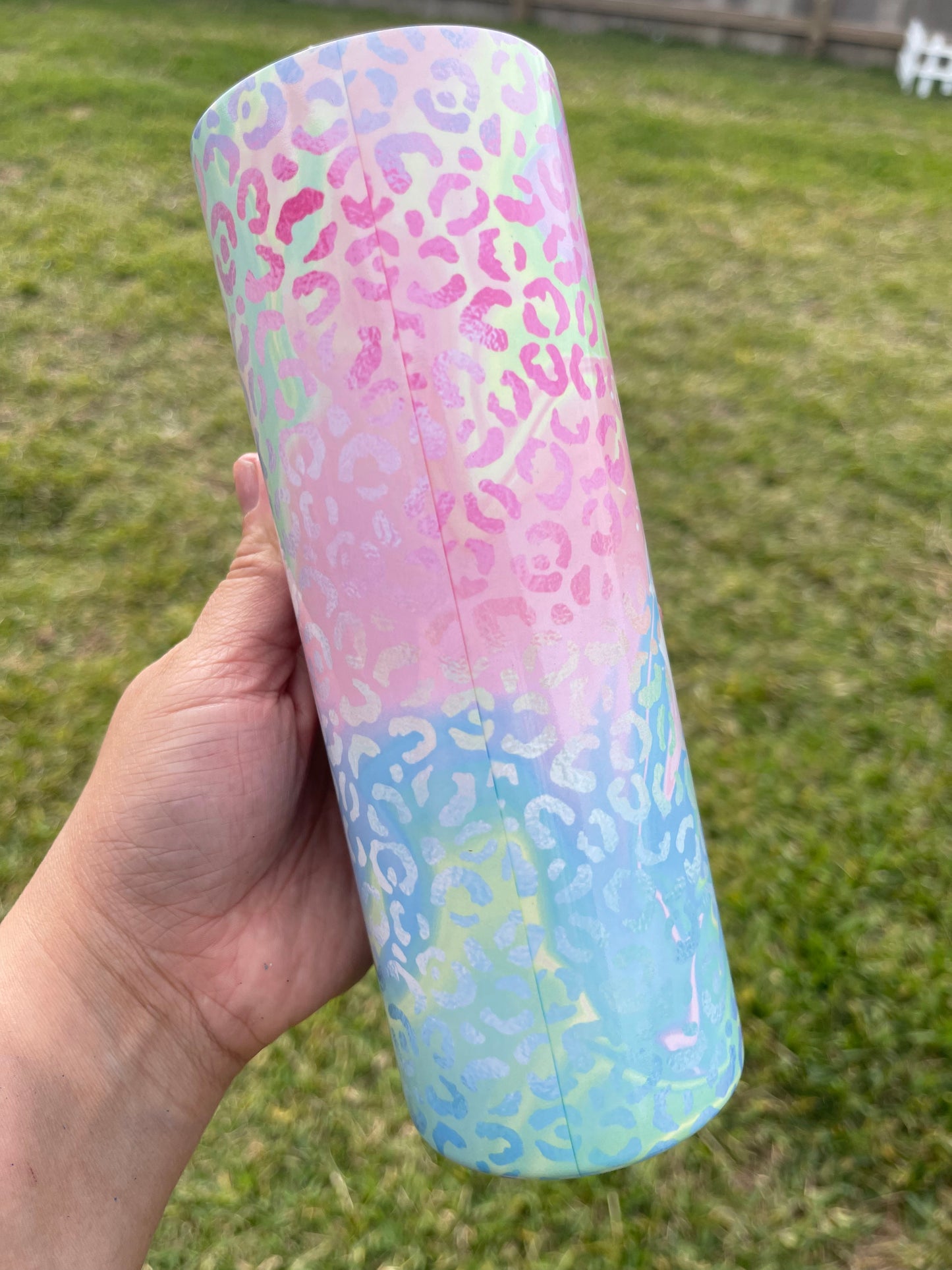 Mom Life/ Messy Bun Leopard Light Colors Custom Tumbler