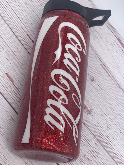 Coca Cola Themed Glitter Tumbler