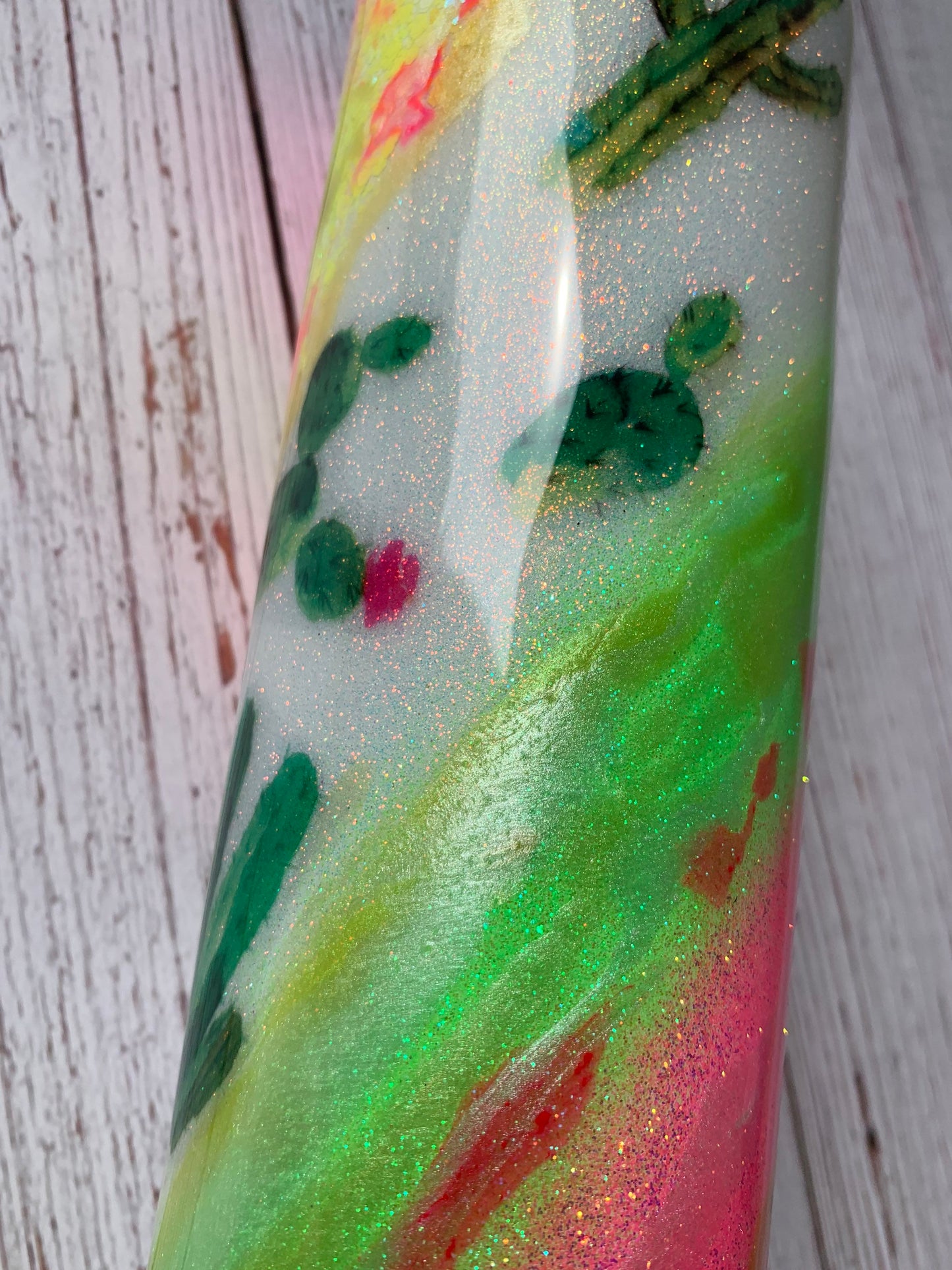 Cactus Tumbler, Glitter Custom Tumbler