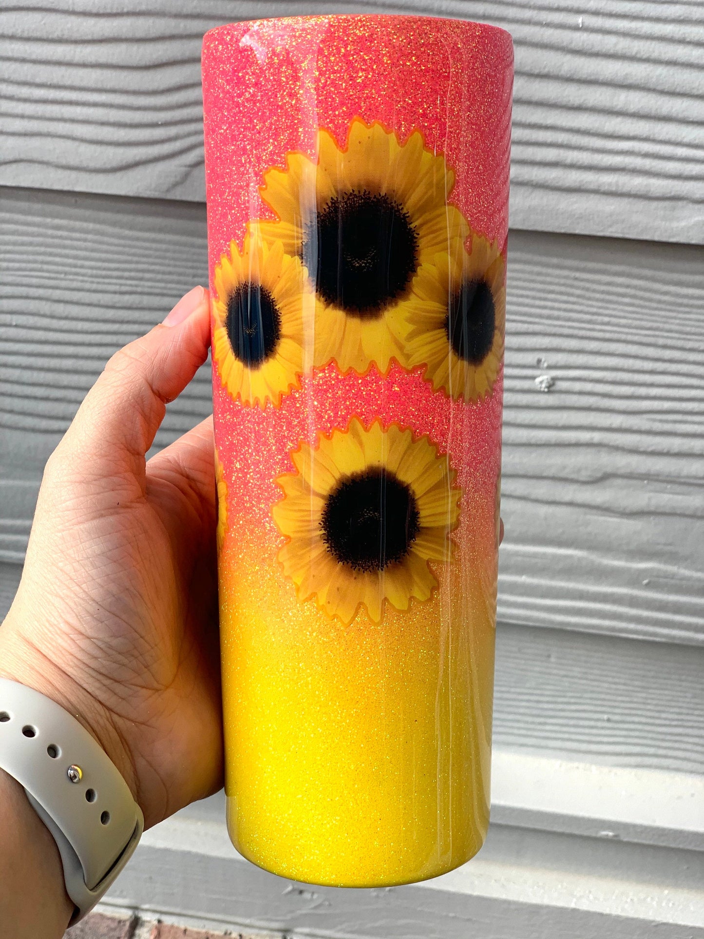 Sunflower Glitter Tumbler