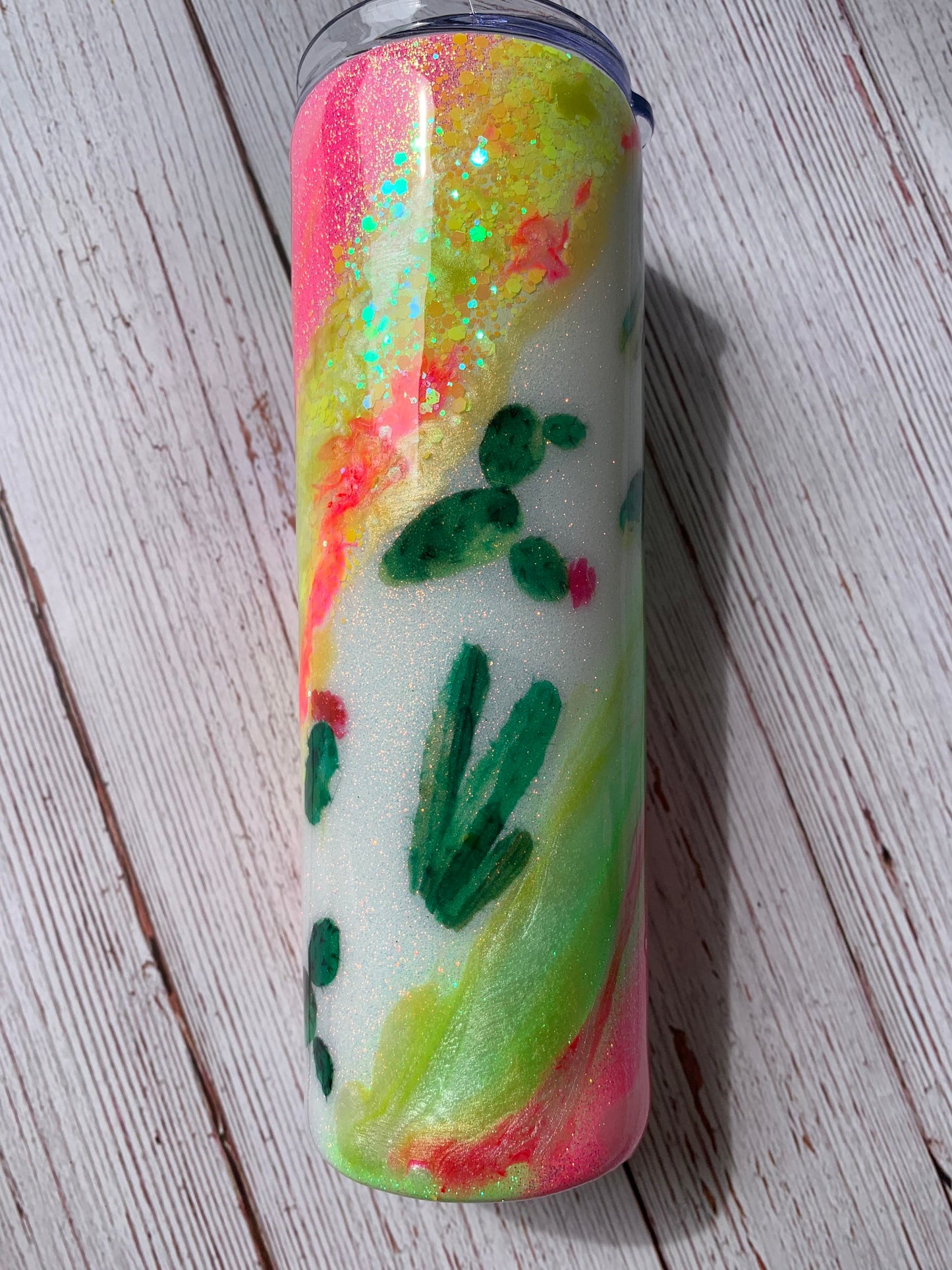 Cactus Tumbler, Glitter Custom Tumbler