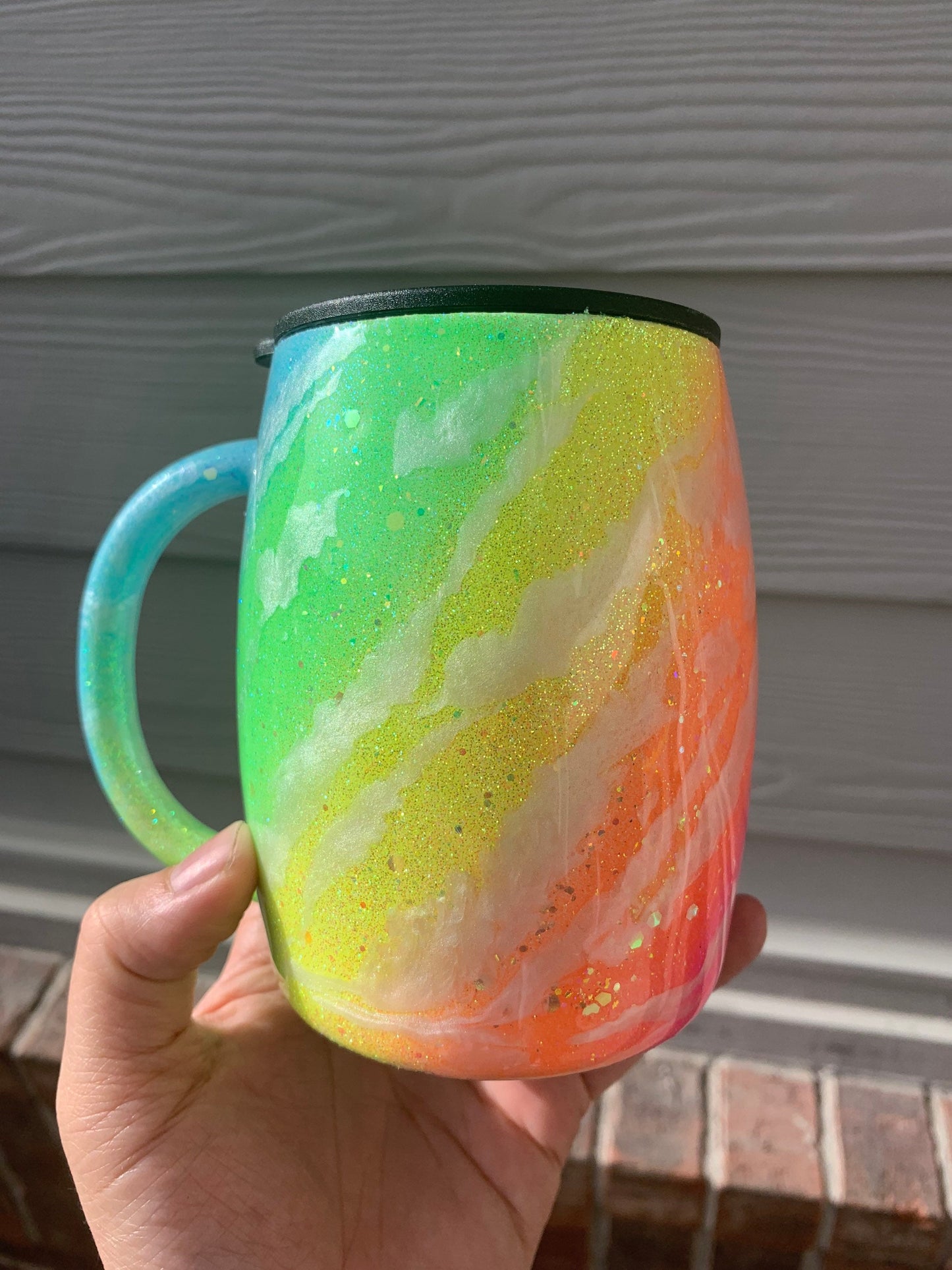 Rainbow Colorful Glitter Tumbler