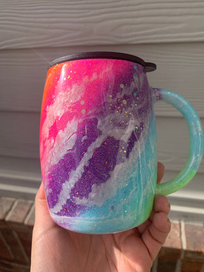 Rainbow Colorful Glitter Tumbler