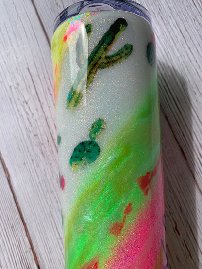 Cactus Tumbler, Glitter Custom Tumbler