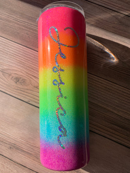 Rainbow Colorful Glitter Tumbler