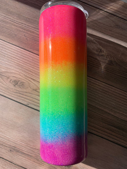 Rainbow Colorful Glitter Tumbler